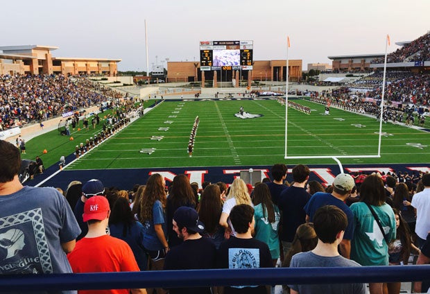 An end zone look from Eagle Stadium on the campus of Allen High School.