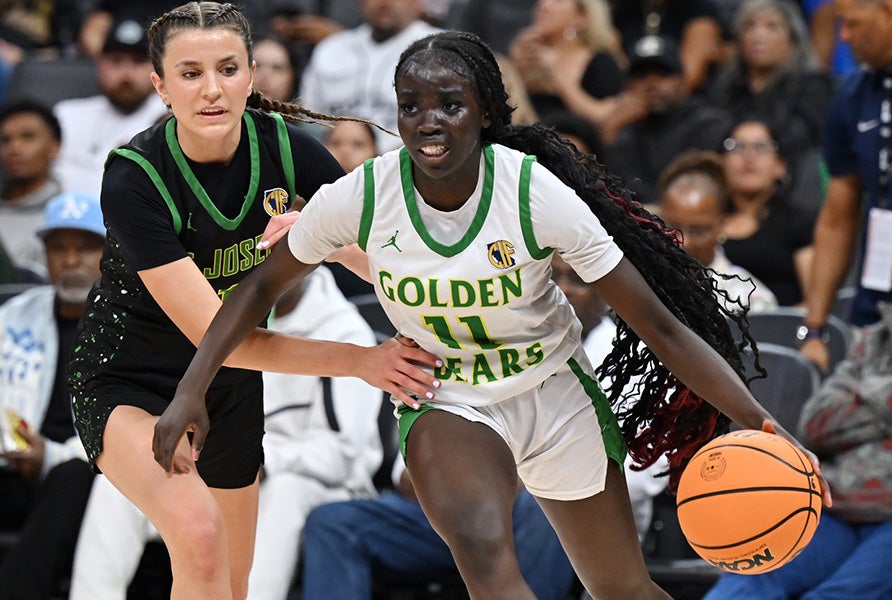 Apajok Ayuen scored 15 points with seven rebounds, five assists and three steals as Sierra Pacific won the CIF Division II championship 56-47 over St. Joseph. (PHOTO: David Steutel)