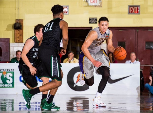 MaxPreps National Player of the Year Ben Simmons pushes the ball up the court at Dick's Nationals.