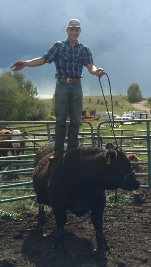 Logan often competes in rodeo on the weekend
after playing football for Soroco on Friday nights.