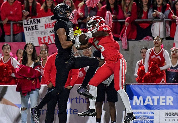 Tetairoa McMillan of Servite and Cameron Sidney of Mater Dei went toe-to-toe all night.