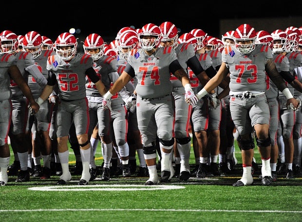 Mater Dei prepares to take the field against Mission Viejo last week. The Monarchs take on St. John Bosco this week in the Southern Section Division 1 final.