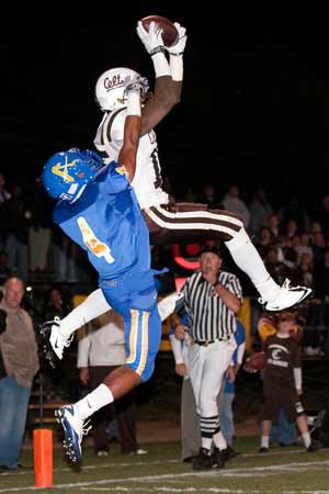 Crespi's Devin Lucien goes high for an early TD. 