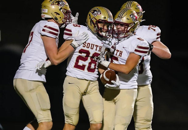 Carson Hansen (28) and his ninth-ranked Lakeville South teammates hope to celebrate more in 2021.  