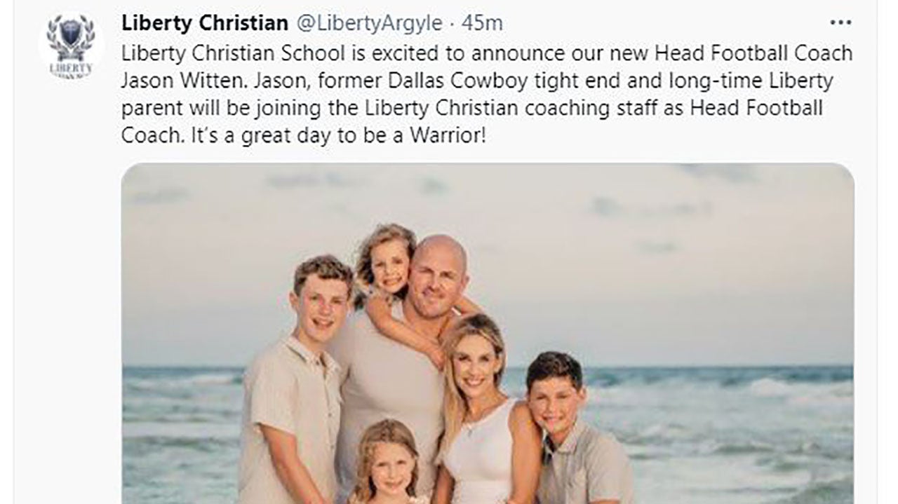 Recently-retired NFL star Jason Witten named head coach for Dallas-area high school football program