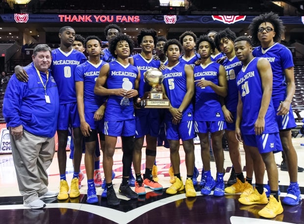 McEachern celebrates Saturday night in Springfield after winning its second major tournament of the 2018-19 season.
