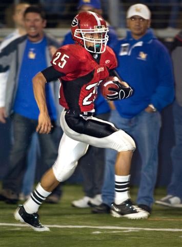 After fumbling, Josh Supulveda races around end for a TD.