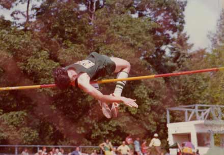 Bob Jones clearing 7 feet in 1977.