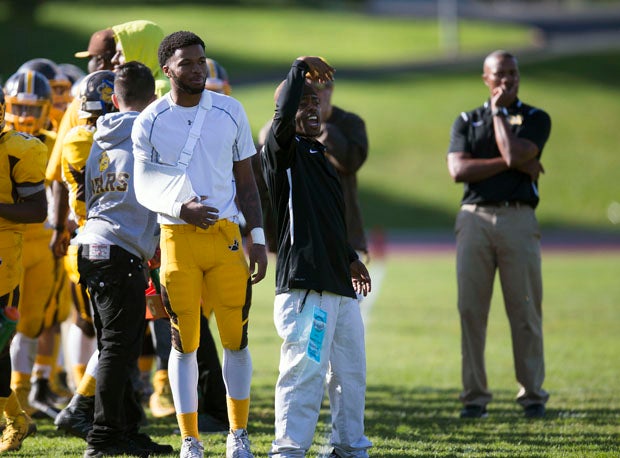 Niamey Harris (in sling) is considered a rare San Francisco public school player who is a Division I prospect.