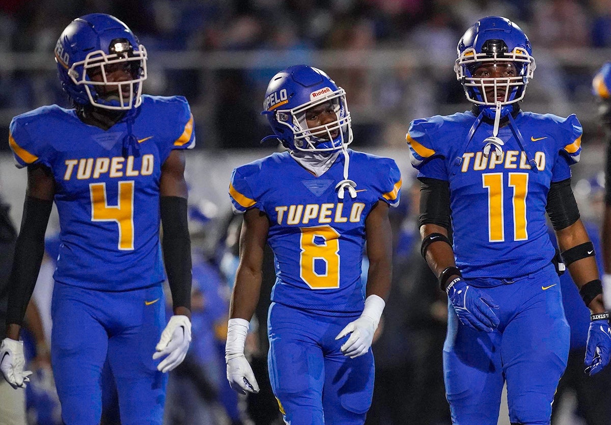 Tupelo is the No. 1 preseason team in Mississippi after going 13-1 in 2022. The defense led by senior Texas A&M commit Tristan Jernigan (right) held opponents to 7.4 points per game. (Photo: Jody McRee)