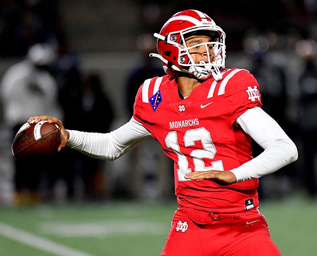 Quarterback Elijah Brown had four touchdown passes to lead Mater Dei. 