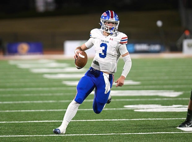 Five-star quarterback Ryder Lyons threw for more than 3,500 yards and ran for nearly 1,000 more with 61 total touchdowns as Folsom won the CIF 1-A state title in 2023. (Photo: Heston Quan)