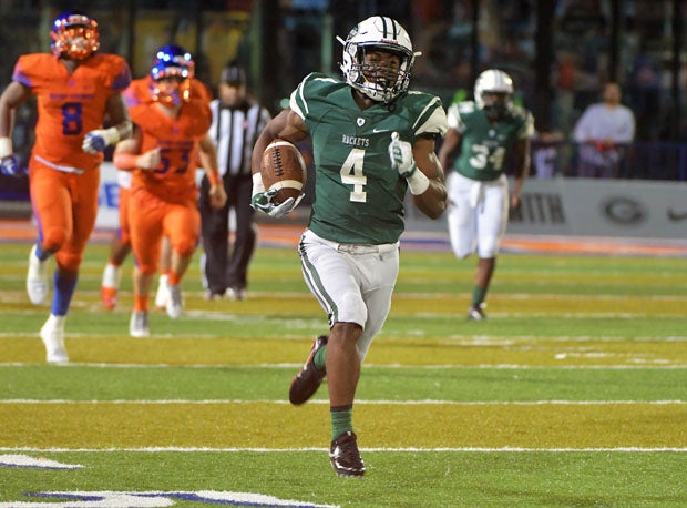 James Cook during one of his two long touchdowns versus Bishop Gorman on Friday. 