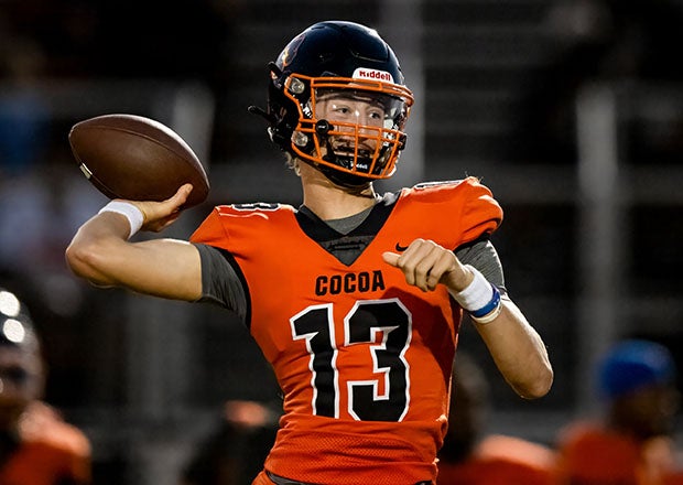 Junior All-American Brady Hart of Cocoa (Fla.) threw for 493 yards and five touchdowns against national powerhouse St. Thomas Aquinas last September. (Photo: Eugene Alonzo)