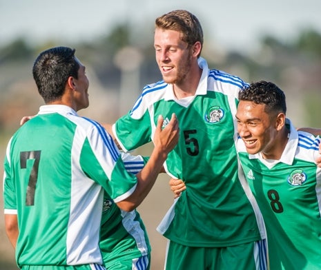 The Doherty boys soccer team, including Cesar Delgado (7), Marcus Krause (5) and Joel Moreno (8) have had plenty of reasons to celebrate this season. The Spartans open the Class 5A playoffs as the No. 4 seed.