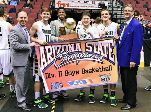 Kurt Keener (right) led Gilbert Christian to 25-6 record and state title his first season in 2014-15. 