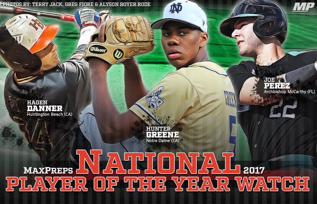 Player of the Year candidates Hagen Danner of Huntington Beach, Hunter Greene of Notre Dame (Sherman Oaks) and Joe Perez of Archbishop McCarthy.
