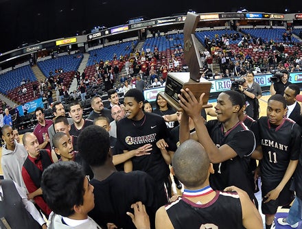 Alemany celebrates its first state title.