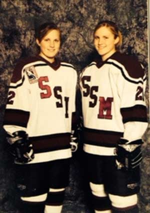 Jocelyne (left) and Monique Lamoureux from theirhigh school days.