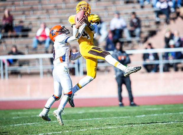 Mission's Jordan Maldonaldo with one of his team's five touchdowns.