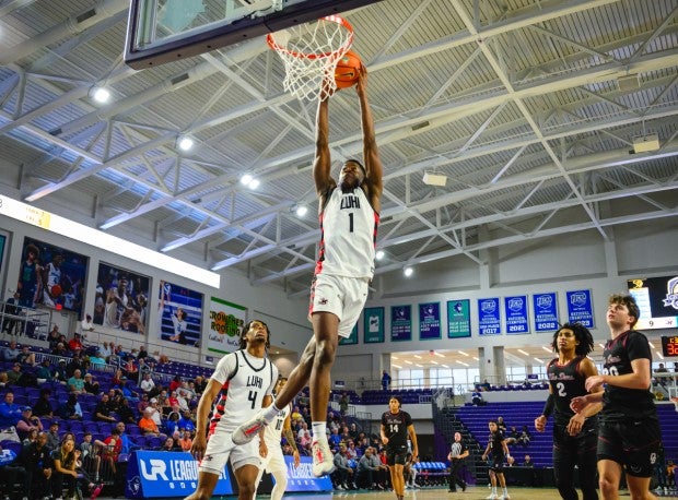 V.J. Edgecombe of Long Island Lutheran rises for a dunk in Wednesday's win over Don Bosco Prep. (Photo: Eugene Alonzo)