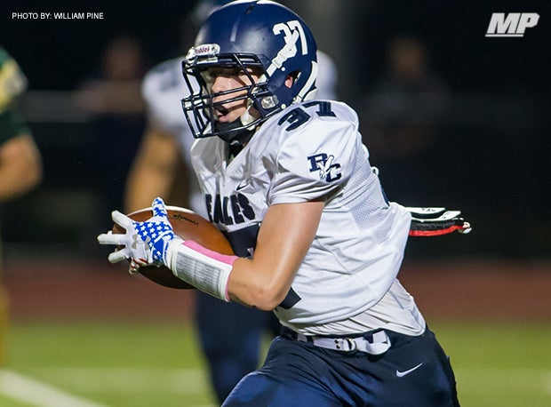 Burke Catholic (Goshen N.Y.) senior receiver Brendan Tierney had nine catches for 197 yards and five touchdowns last week in a win over Red Hook (N.Y.). He also had a sack, interception, fumble recovery and forced fumble on defense. 