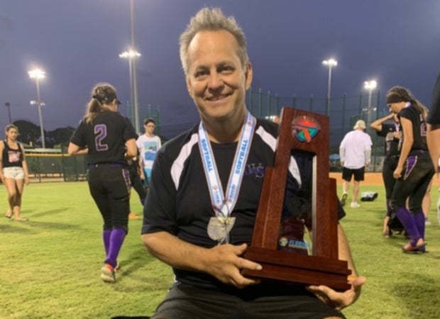 Winter Springs softball coach Mark Huaman was named the 2019 MaxPreps Coach of the Year after guiding the Bears to a Florida 8A state title and unbeaten season.