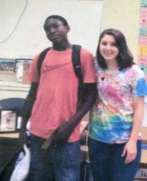 Rodney Frazier Jr. with Richmond teacher Sarah
Egler.