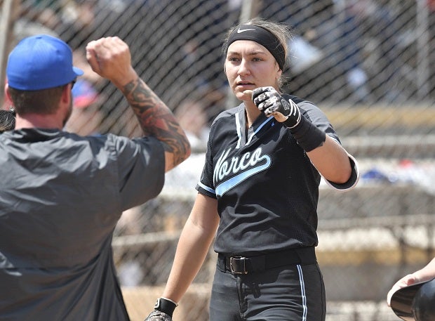 Oklahoma's Kinzie Hansen, who played high school softball at Norco in California, is one of 50 players in the Women's College World Series who played prep ball in the Golden State. (Photo: Heston Quan)