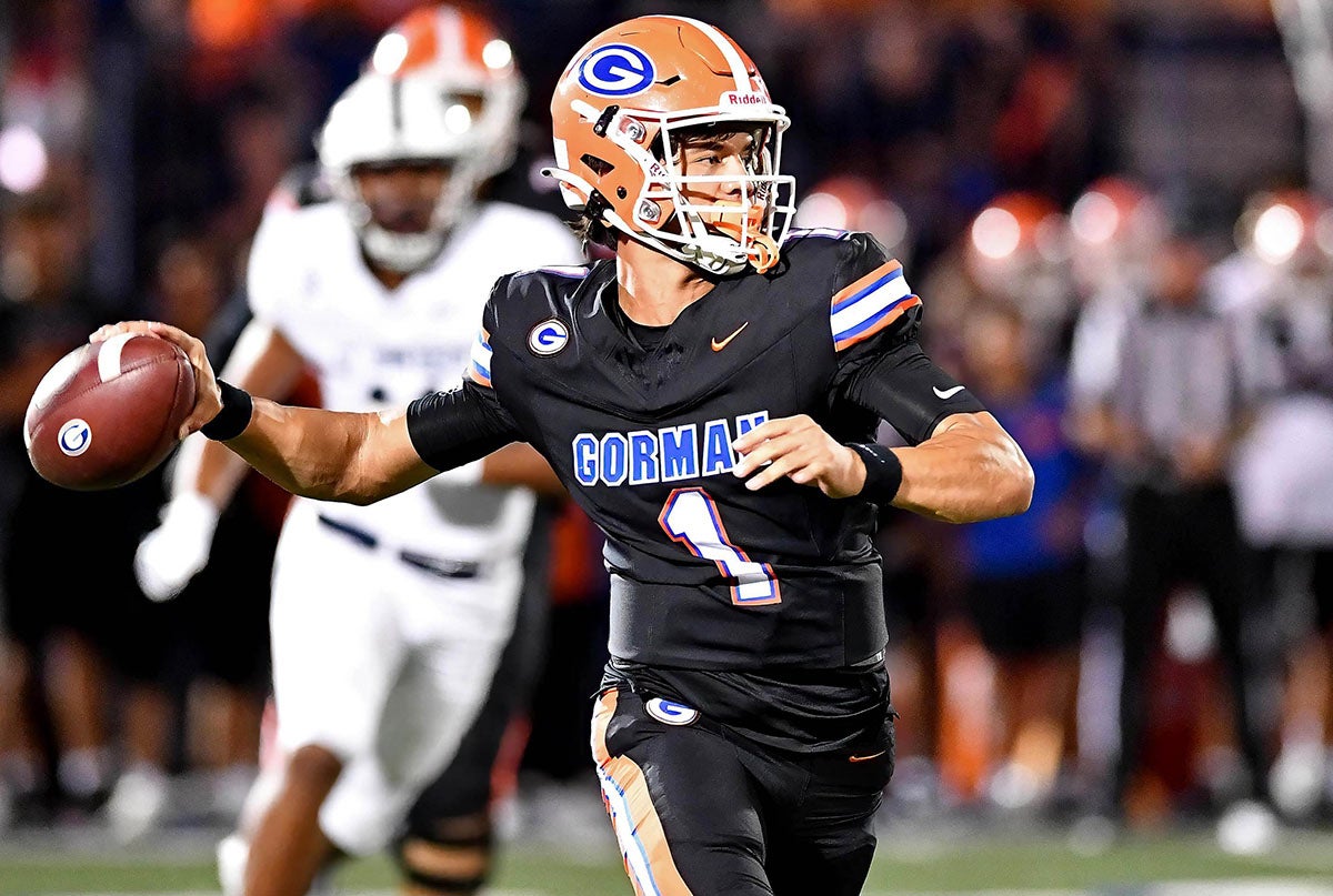 Junior quarterback Ace Amina threw for 227 yards and four touchdowns as Bishop Gorman topped St. John Bosco 38-28 in a matchup of the nation's top two teams. The Gaels are now the No. 1 team in the composite rankings. (PHOTO: Jules Karney)