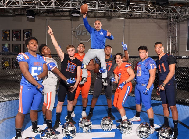 Tate Martell (18) and Kenny Sanchez (hoisted) have helped Bishop Gorman establish itself as the No. 1 team in the country after two impressive wins.