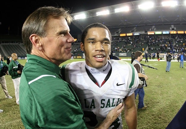 Former De La Salle coach Bob Ladouceur, seen after the Spartans' 2009 state title, was the fastest coach to reach 300 wins.