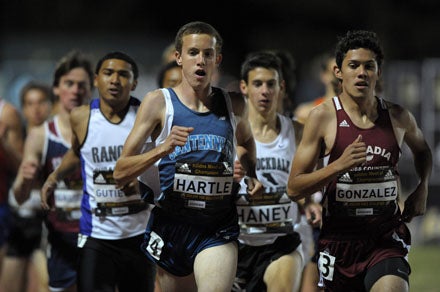Nick Hartle won the Nevada state 800-meter title in 1:49.91 last season but will be pushed much harder Saturday night at the 45th annual Arcadia Invitational. 