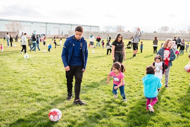 Bellini works with young kids, teaching them the game he loves. He and a number of his teammates went to a school that offers the Head Start program and taught kids ages 3 to 7 how to play soccer.