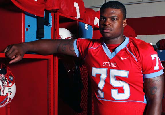 Kerrick Huggins is one of the anchors on the Skyline defensive line.