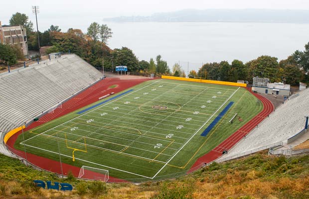The Stadium Bowl on the campus of Stadium High School in Tacoma (Wash.) has a breathtaking view of Commencement Bay, and farther out is the Puget Sound.