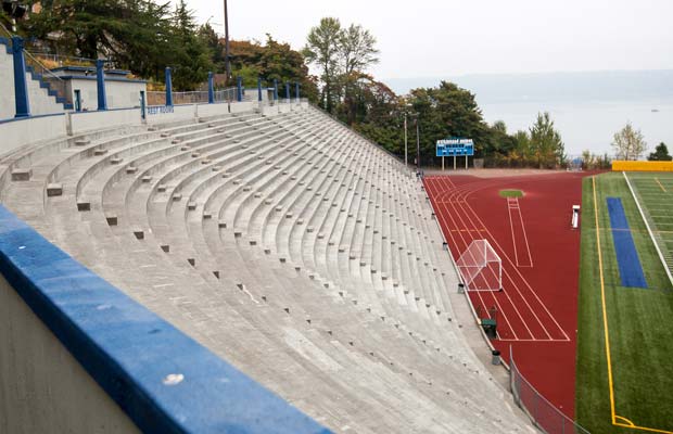 The stadium originally seated 32,000 but today's capacity is 15,000.