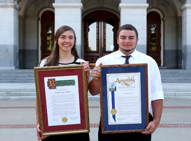 CIF/Farmers Athletes of the Year Amanda Kirkeby (left) and Cole Moody.