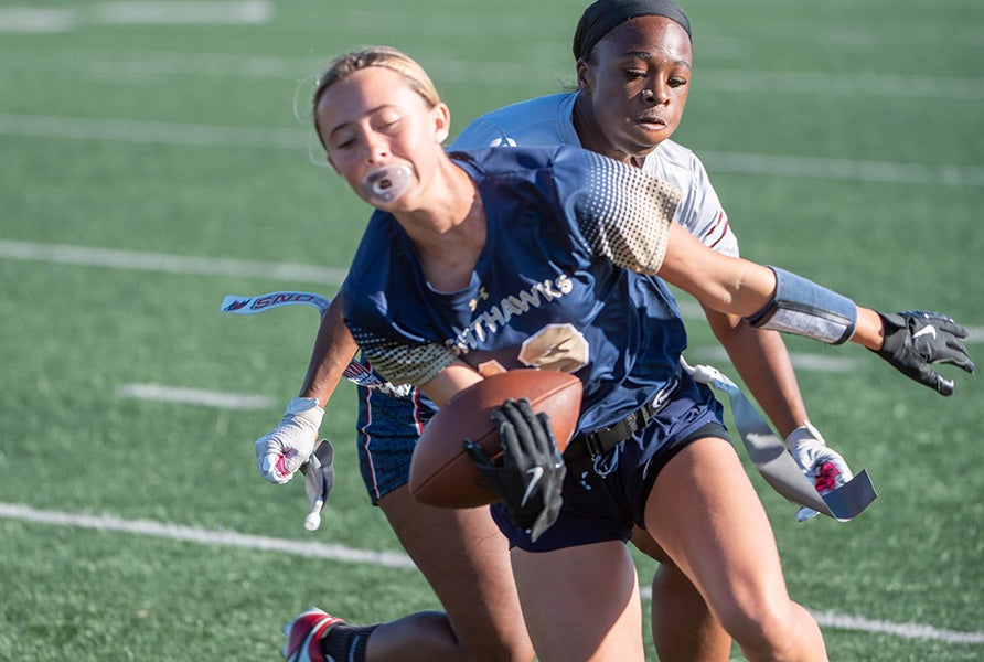 Avery Gaeir will be one of the key two-way players for Del Norte, which will be tested in the inaugural MaxPreps Flag Football Showdown Sept. 11-12. (PHOTO: Rudy Schmoke)