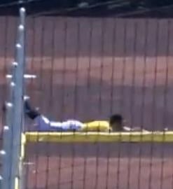 Video: Title game diving catch into wall