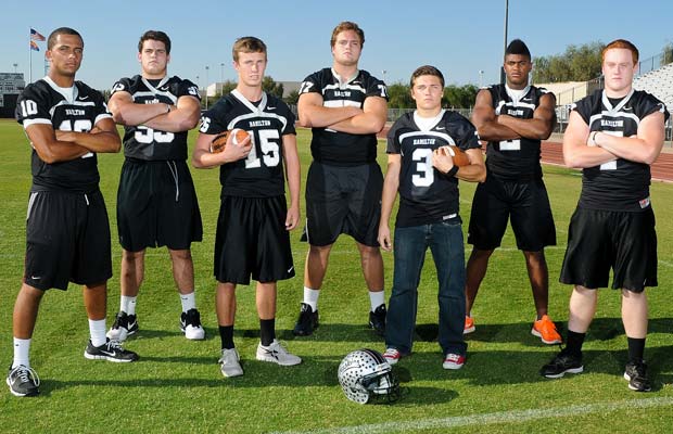 Hamilton is loaded with tough, experienced players on its roster, including (from left) Izzy Simpson, Garrett Rand, Sam Sasso, Casey Tucker, Levi Sterling, Qualen Cunningham and Santana Sterling.