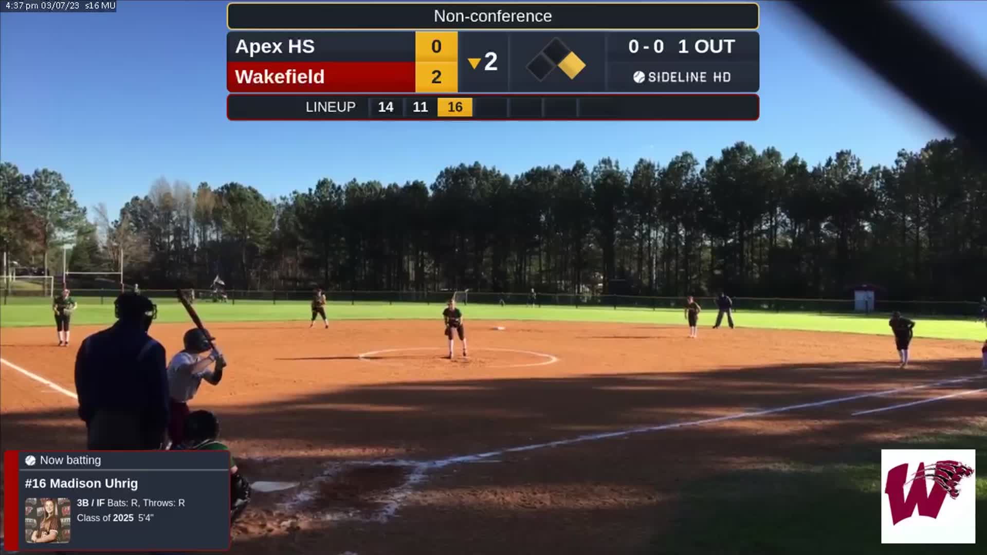 Madison Uhrig Game Report: vs Knightdale