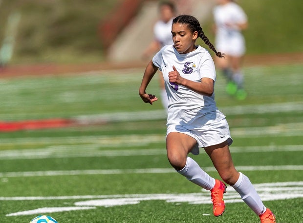 Omaha Central's Gabrielle Garrett scored 11 points on five goals and an assist in a 13-0 win over Omaha North on March 20. (Photo: Samuel Mfinanga)