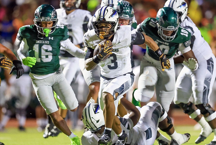 G'yrell Smith was one of two 100-yard rushers for North Crowley in a statement victory over Waxahachie on Friday night. The Panthers improved to 34-2 over the past three seasons with the win.(PHOTO: Robbie Rakestraw)
