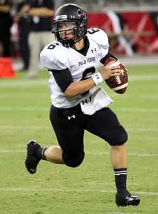 Palo Verde quarterback Parker Rost
scrambles out of the pocket.