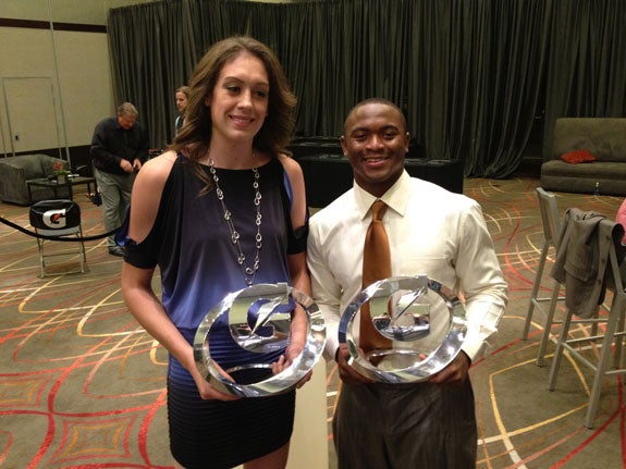 Breanna Stewart, left, and Johnathan Gray