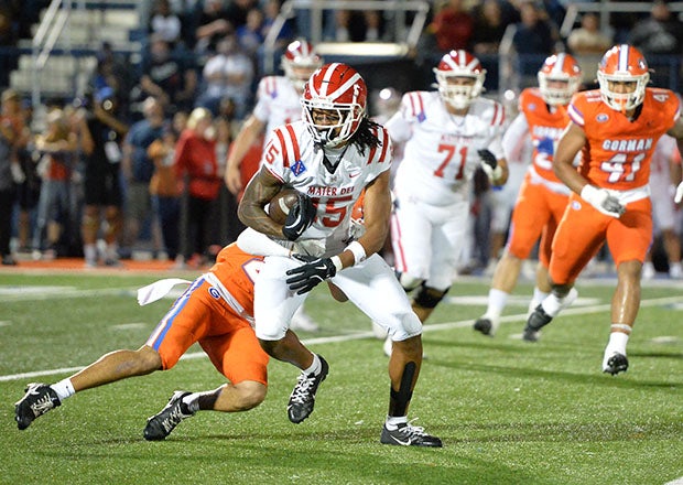 Future Ohio State Buckeye Chris Henry Jr. came up with several big receptions for Mater Dei on Friday night. (PHOTO: Jules Carney)
