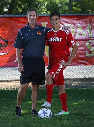 Coach Paul Rose and Anthony Ayala