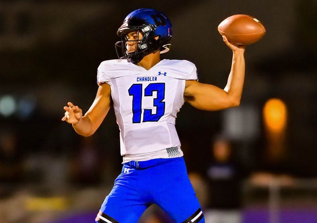 Chandler quarterback Blaine Hipa threw for two long touchdowns in the first half as the Wolves saw their 45-game win streak snapped in a 21-14 loss to Hamilton.