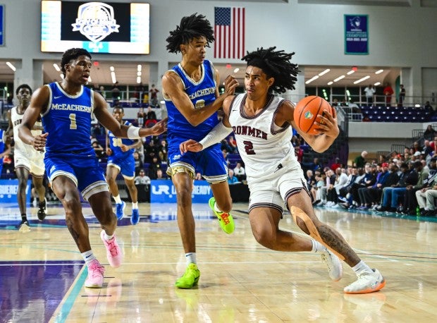 Five-star Rutgers commit Dylan Harper led the way with 28 points, eight rebounds and three assists in Don Bosco Prep's victory over McEachern in the first round of the City of Palms Classic. (Photo: Eugene Alonzo)